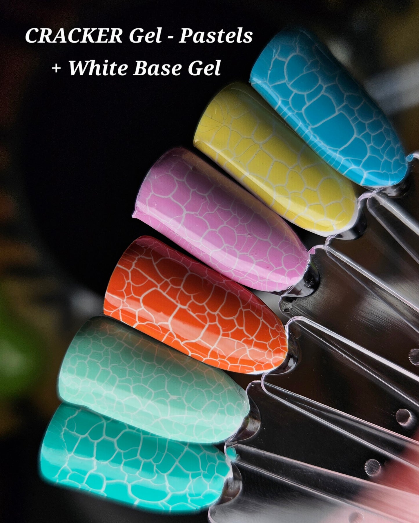 CRACKER GELS- Pastels | 6pc + White Base Coat
