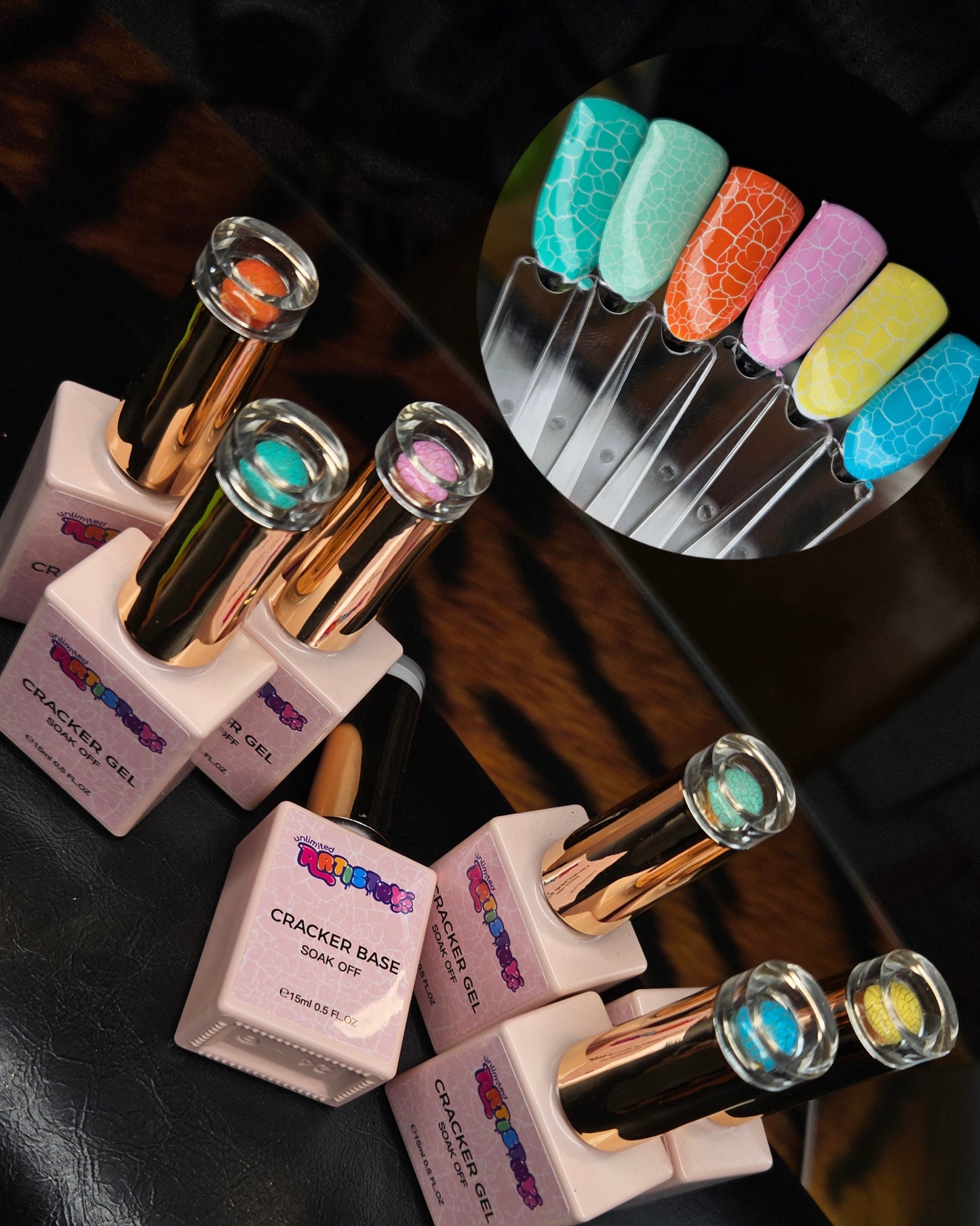 CRACKER GELS- Pastels | 6pc + White Base Coat