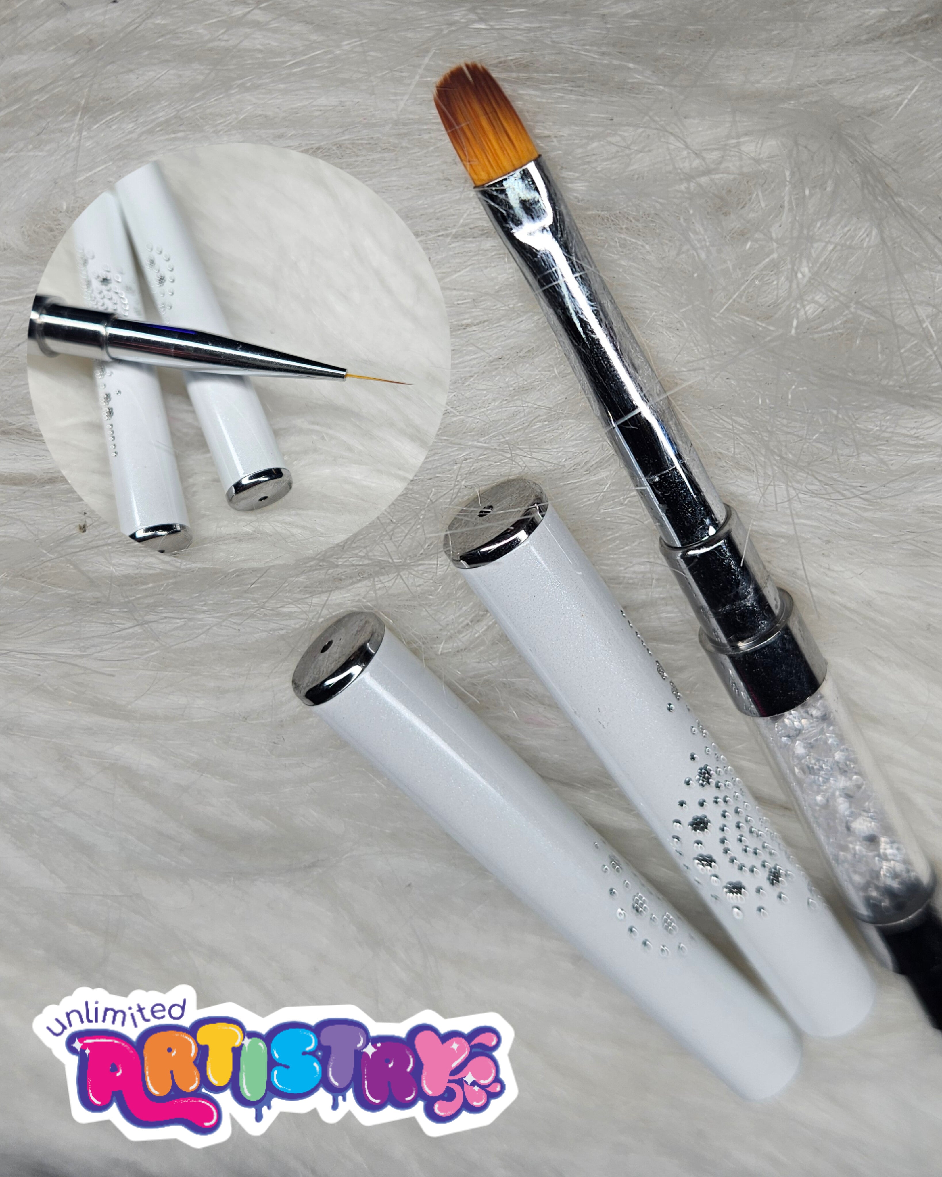 Builder Gel Brush | White with Crystals